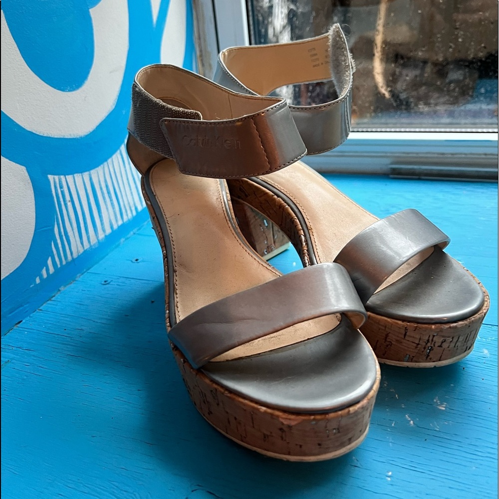Calvin Klein platform wedged sandals